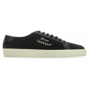 Saint Laurent Sleek Black Canvas & Leather Low-Top Sneakers