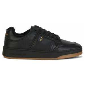 Saint Laurent Elegant Black Low-Top Leather Sneakers