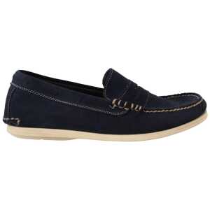 Pollini Chic Suede Blue Moccasins for Men