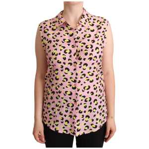 Love Moschino Sleeveless Leopard Print Polo Top