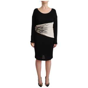 Roberto Cavalli Elegant Sheath Long Sleeve Boat Neck Dress