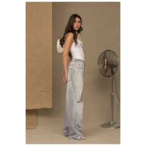 Don The Fuller Elegance in Denim: Chic Grey Cotton Jeans