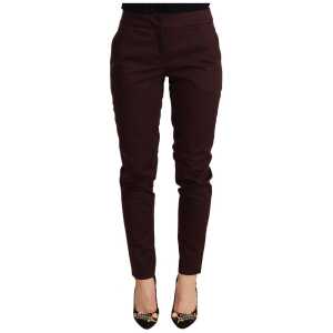 Just Cavalli Maroon Slim Fit Skinny Pants with Zipper Detail