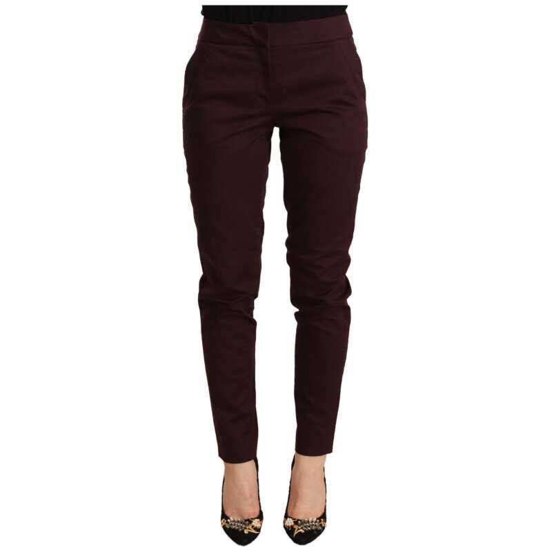 Just Cavalli Maroon Slim Fit Skinny Pants with Zipper Detail, theFeinheit