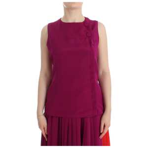 Barbara Casasola Stunning Silk Sleeveless Purple Blouse