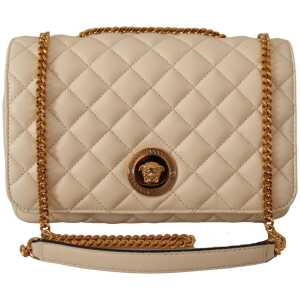 Versace Elegant White Nappa Leather Shoulder Bag