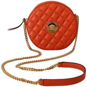 Versace Elegant Round Nappa Leather Crossbody Bag