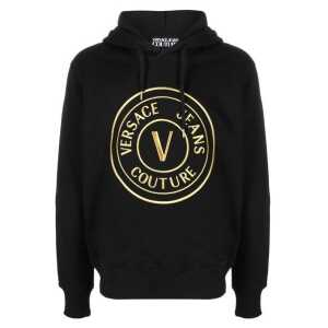 Versace Jeans Chic Black Hooded Sweatshirt
