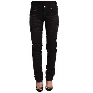 Just Cavalli Elegant Black Slim Fit Embellished Jeans