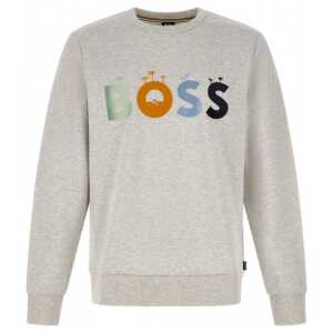 Hugo Boss Elegant Grey Round Neck Cotton Sweatshirt