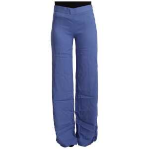 P.A.R.O.S.H. Chic Wide-Leg High Waist Blue Trousers