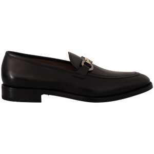 Salvatore Ferragamo Suave Black Leather Gancio Bit Loafers