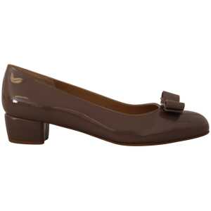 Salvatore Ferragamo Elegant Caraway Brown Pumps with Vara Bow