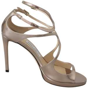 Jimmy Choo Ballet Pink Liquid Mirror Leather Sandals