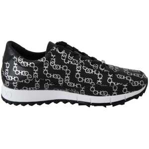 Jimmy Choo Elegant Black & Silver Leather Sneakers