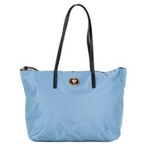 Versace Portuna Medusa Medium Cornflower Blue Nylon Leather Tote Bag Purse