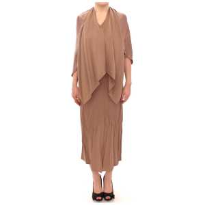 Lamberto Petri Elegant Brown Silk Shift Dress