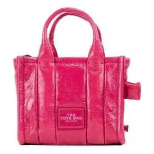 Marc Jacobs The Shiny Crinkle Micro Tote Magenta Leather Crossbody Bag Handbag