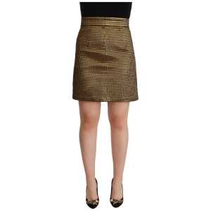 Boutique Moschino Elegant High-Waisted Gold-Black Skirt