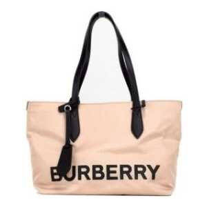 Burberry Small Rose Beige Logo Branded Econyl Nylon Tote Shoulder Handbag Purse