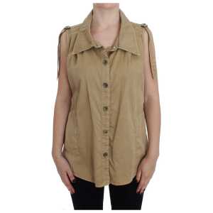 PLEIN SUD Beige Sleeveless Cotton Blouse