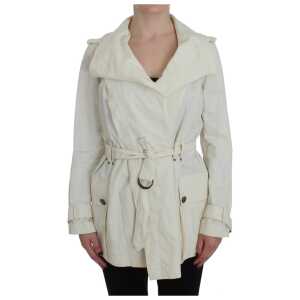 PLEIN SUD Elegant White Wrap Trench Jacket
