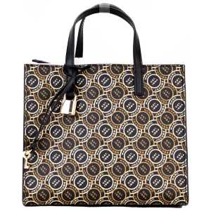 Marc Jacobs Mini Grind Signet Printed Leather Crossbody Tote Handbag Purse