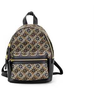 Marc Jacobs Signet Mini Black Logo Printed Leather Shoulder Backpack Bookbag