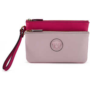 Versace Elegant Pink Leather Pouch Clutch