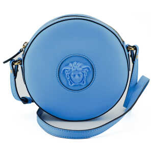 Versace Chic Blue Leather Round Shoulder Bag