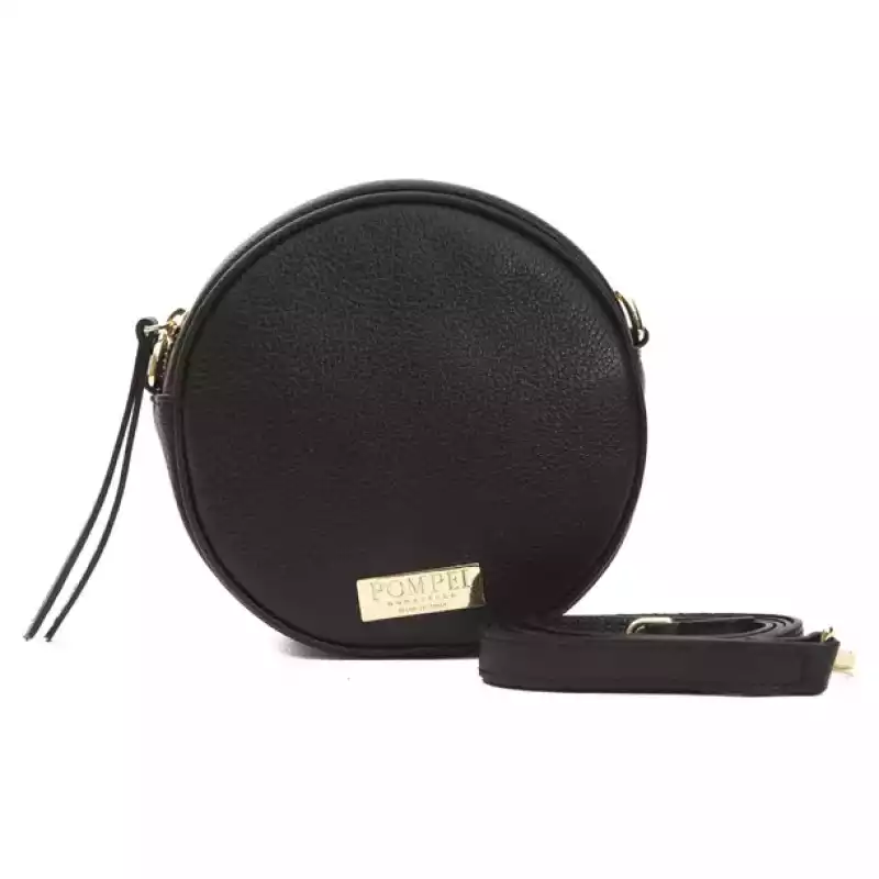 Pompei Donatella Black Leather Women Crossbody Bag, theFeinheit
