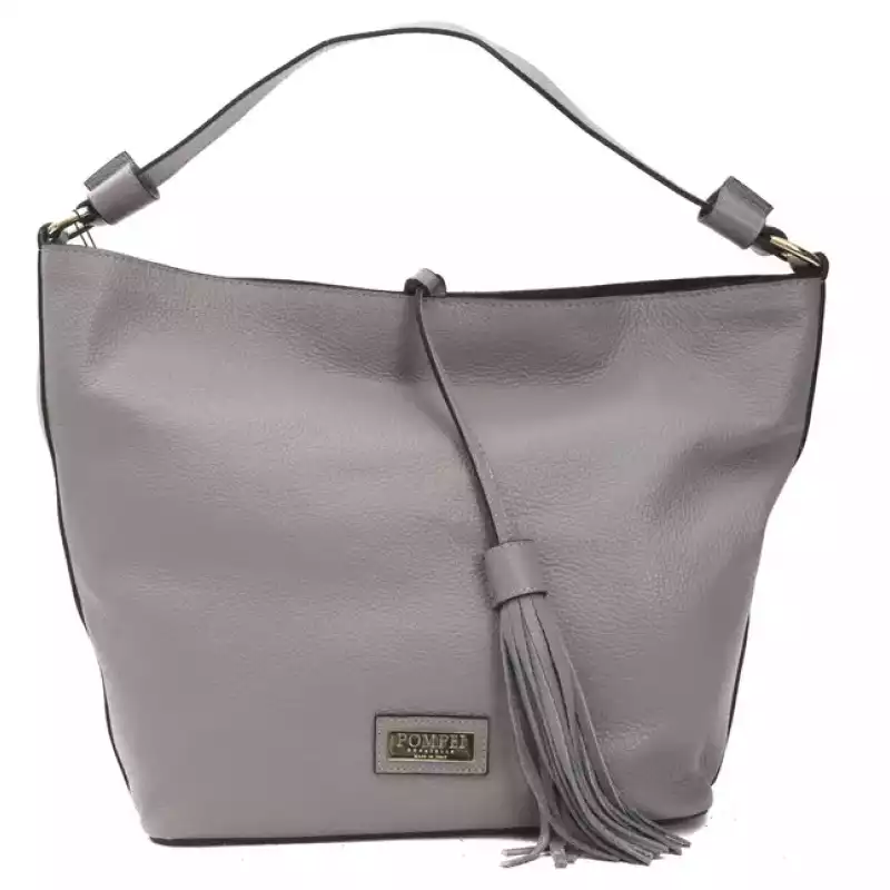 Pompei Donatella Gray Leather Women Shoulder Bag, theFeinheit