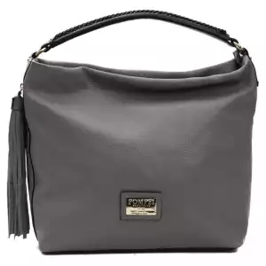 Pompei Donatella Gray Leather Women Shoulder Bag