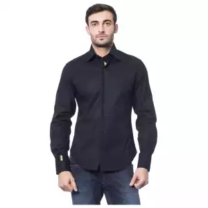 Billionaire Italian Couture Blue Cotton Men Shirt