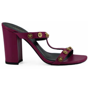 Versace Elegant Purple Calf Leather High Sandals