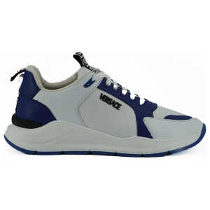 Versace Elegant Blue and White Leather Sneakers