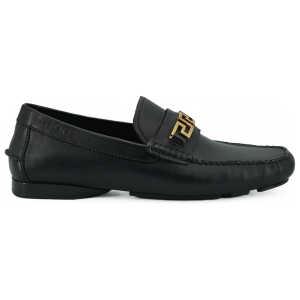 Versace Elegant Black Calf Leather Men's Loafers