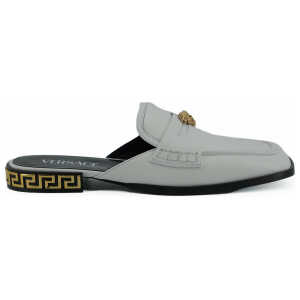 Versace Elegant White Leather Flat Slides