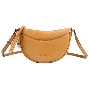 Michael Kors Dover Small Luggage Pebbled Leather Half Moon Crossbody Bag Purse