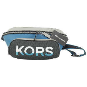 Michael Kors Cooper Large Blue Multi Leather Embroidered Logo Utility Belt Bag