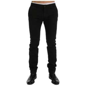 GF Ferre Elegant Slim Fit Black Cotton Trousers