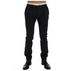 GF Ferre Chic Slim-Fit Blue Cotton Stretch Pants