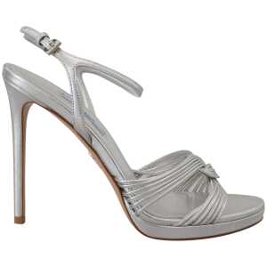 Prada Elegant Silver Stiletto Heels Sandals