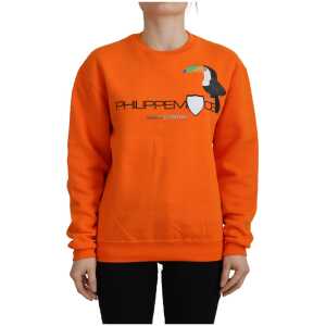 Philippe Model Chic Orange Printed Long Sleeve Pullover Sweater