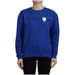 Philippe Model Chic Blue Printed Long Sleeve Pullover Sweater