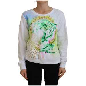 Versace Jeans Elegant White Graphic Crew Neck Sweater