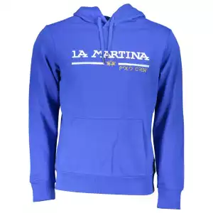 La Martina Chic Blue Embroidered Hooded Sweatshirt