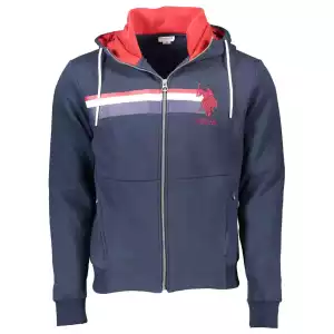 U.S. POLO ASSN. Chic Blue Hooded Zip Sweatshirt - Embroidered Detail