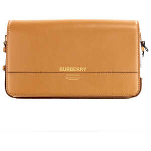 Burberry Grace Small Nutmeg Smooth Leather Flap Crossbody Clutch Handbag Purse