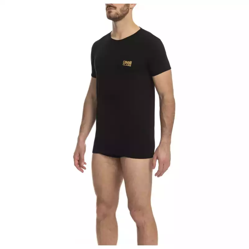 Cavalli Class Black Cotton Men T-Shirt, theFeinheit